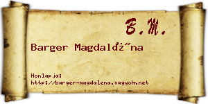 Barger Magdaléna névjegykártya